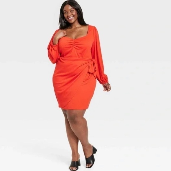 Ava & Viv Women’s Plus Size Long Sleeve Wrap Dress - Picture 1 of 6